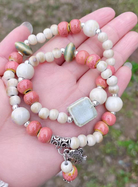 景德镇双圈陶瓷森系手链民族风文艺中式学生时尚手串饰品潮流03