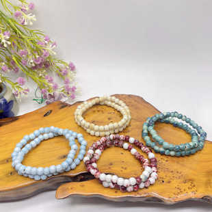 民族风景德镇陶瓷珠手串素圈新中式 串珠手饰文艺少女风学生饰品