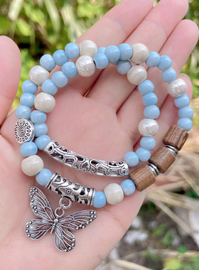 国风创意陶瓷手链文艺新中式蝴蝶陶瓷手串仙系手饰品