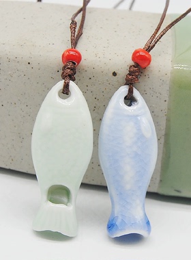 【鱼口哨】景德镇陶瓷饰品窑变项链景点学校学生记念品短款吊坠