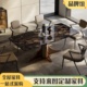 极简家用餐桌椅组合 天然大理石长方形餐桌现代简约亚克力饭桌意式
