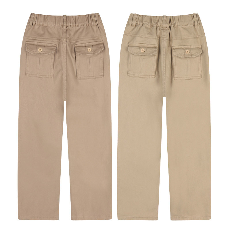 儿童浅卡其色校服裤制服西裤男女休闲宽松裤子英伦小学生米色长裤