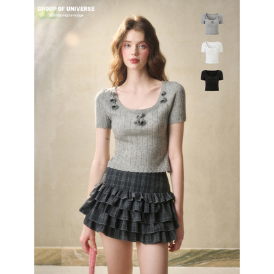 银河万岁手工花朵舒适软糯上衣