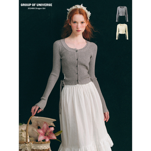 Knit 花边领针织开衫 呼吸 腰部镂空薄款 温度 银河万岁Breath