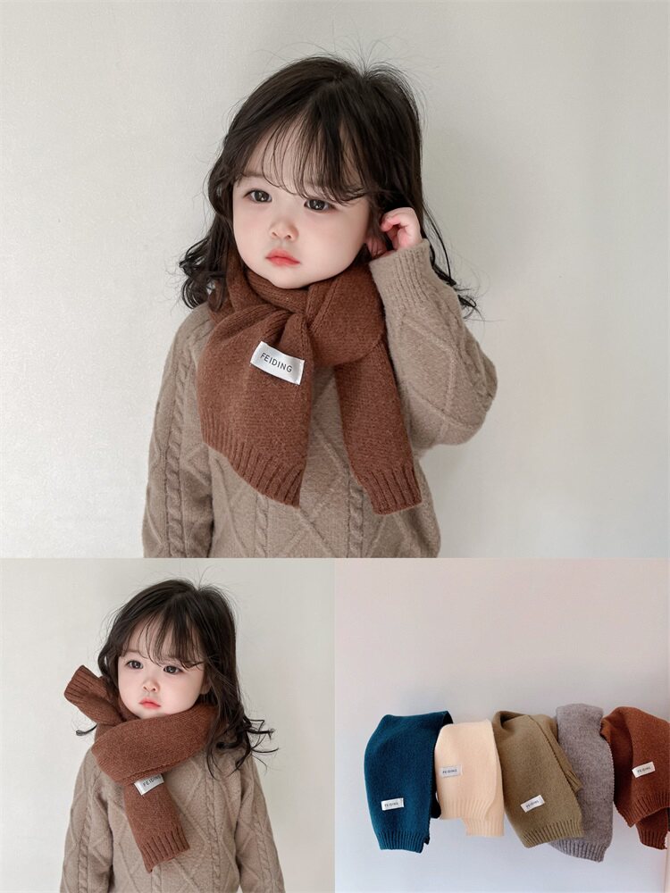 1-3-5 세 어린이 스카프 소녀 가을 겨울 모직 목 보호대 길고 두꺼운 소년과 소녀 INS 한국어 버전  목 스카프