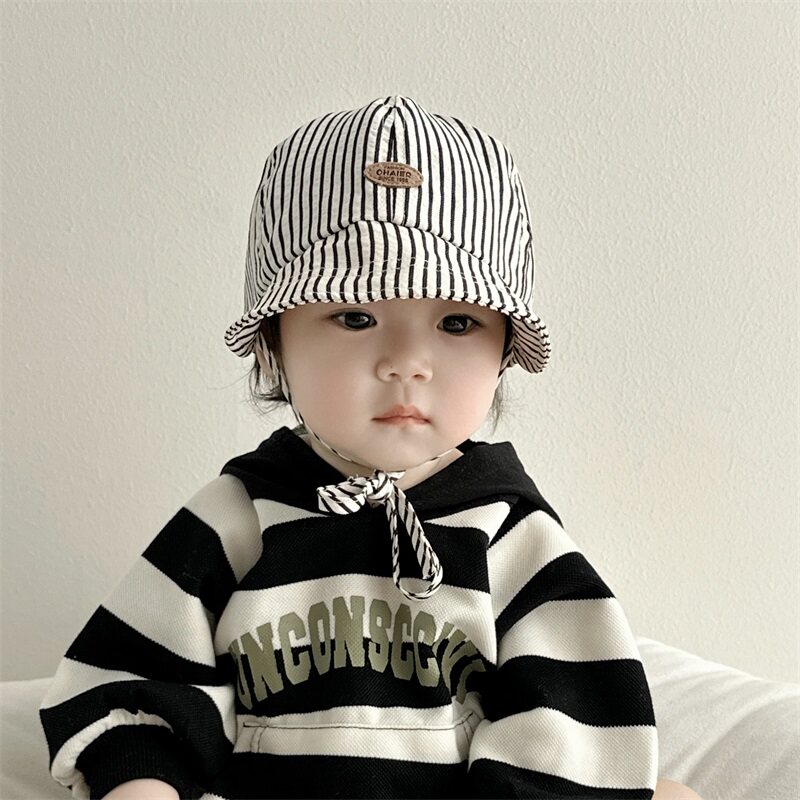 春天婴儿防晒帽子系带外出新生幼儿遮阳帽大檐夏季男女宝宝渔夫帽