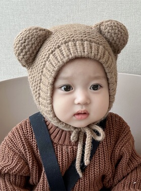 婴儿包头帽秋冬季0-3-5个月新生儿胎帽保暖护耳帽男女宝宝帽子1岁