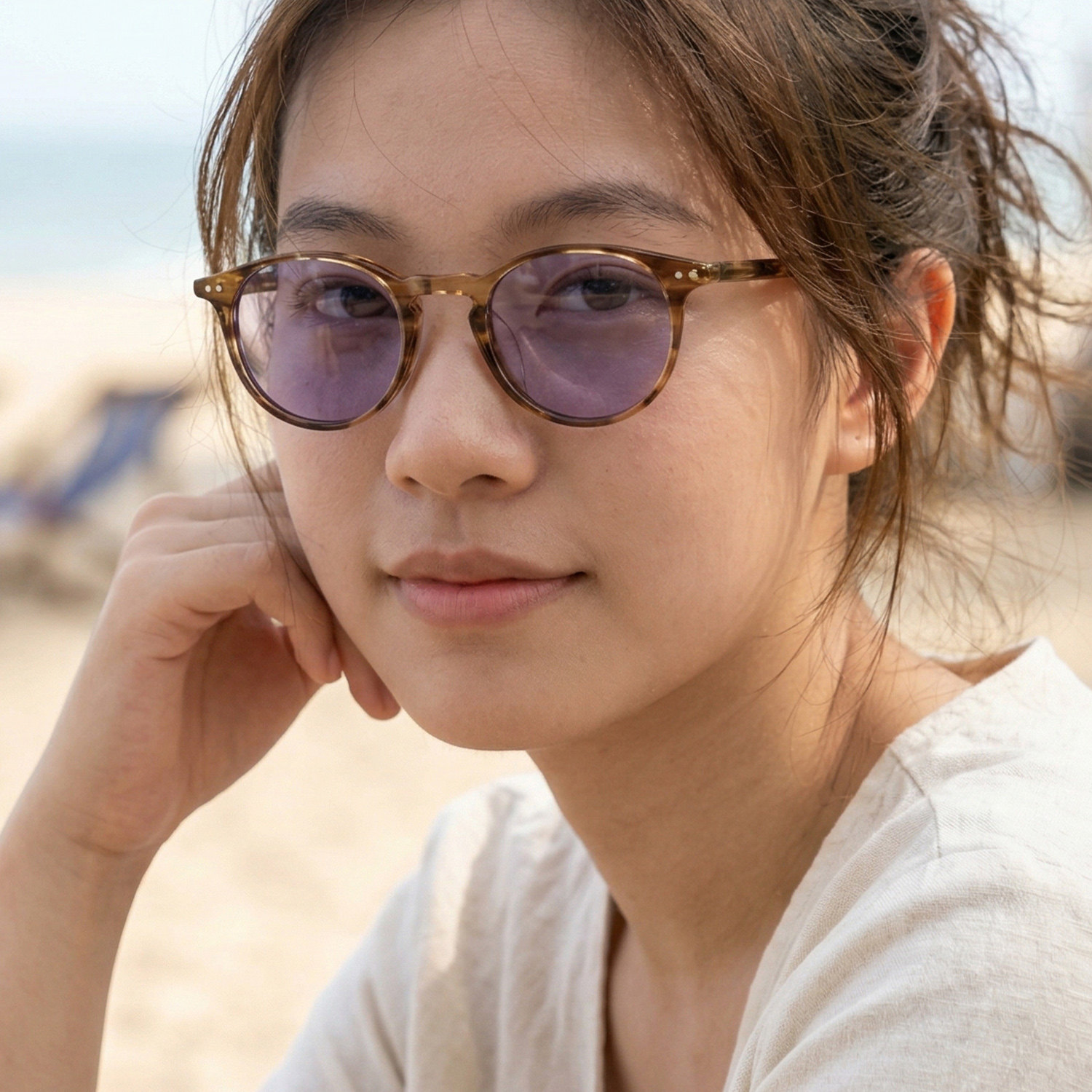 适合小脸墨镜女小框板材太阳镜