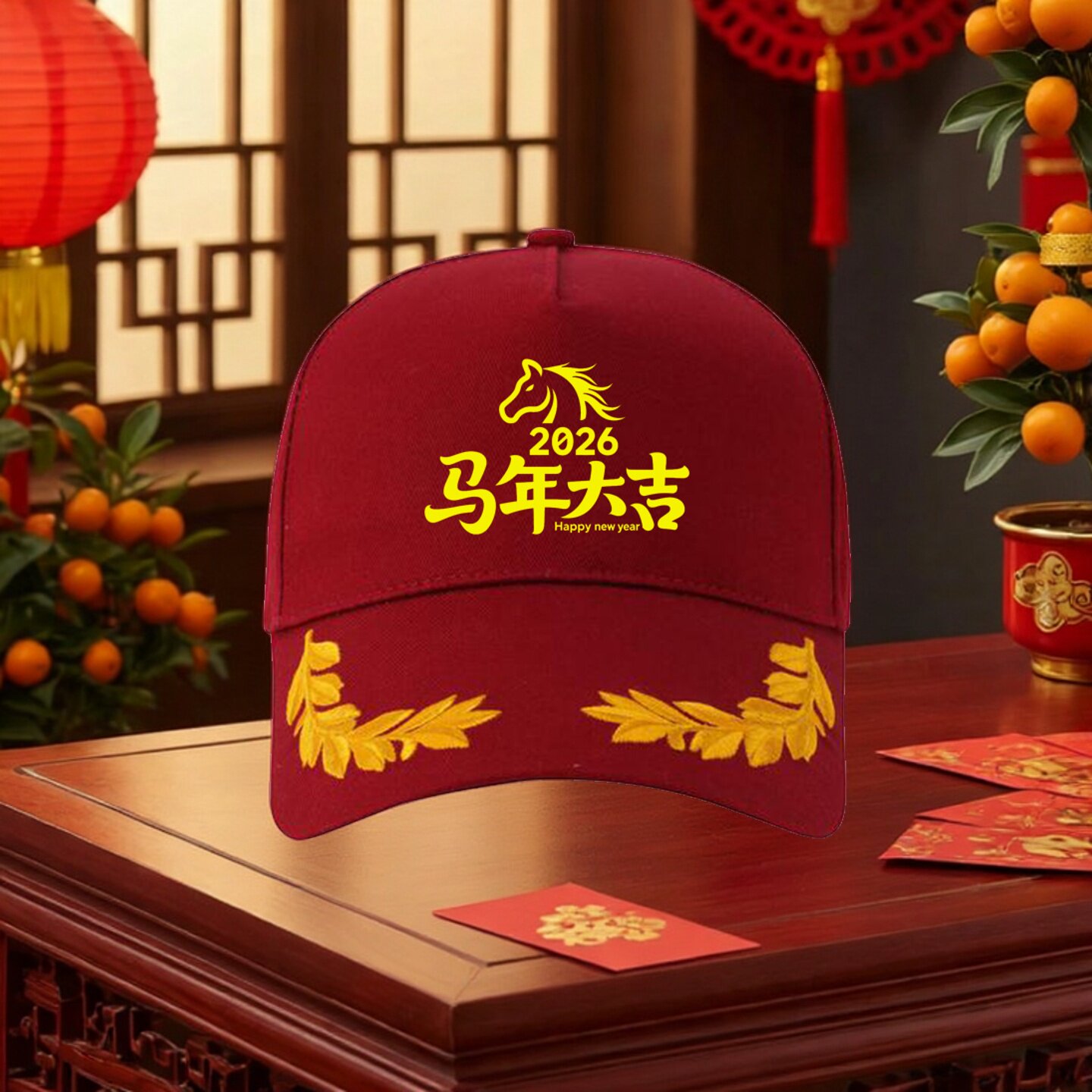 2026马年本命年红色棒球帽马年大吉男女聚会定制遮阳鸭舌帽子百搭