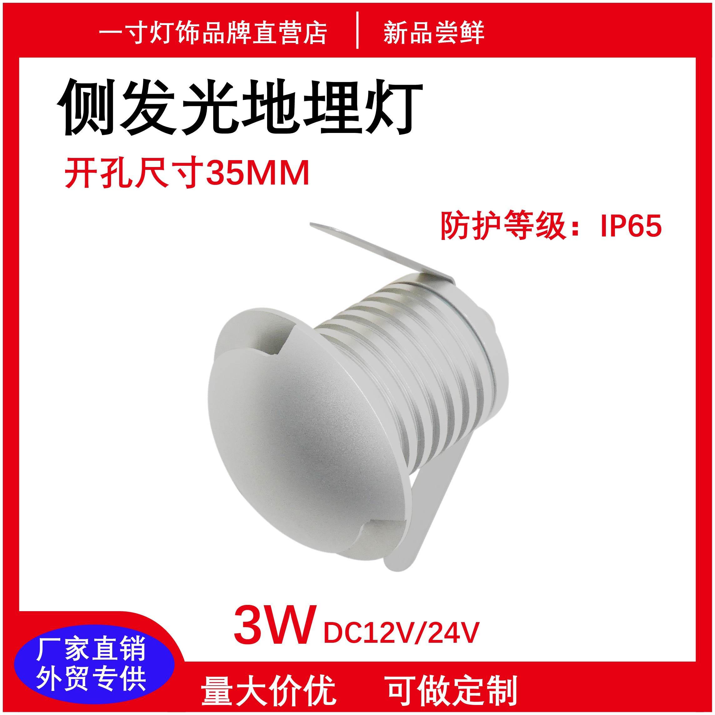 外贸专供户外3W龟壳侧光地埋灯防水透光墙角灯花园景观庭院灯