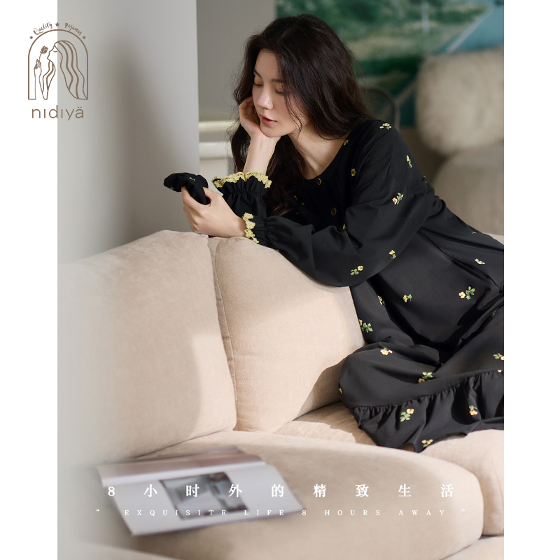 妮狄娅睡裙女秋季复古宽松可外穿