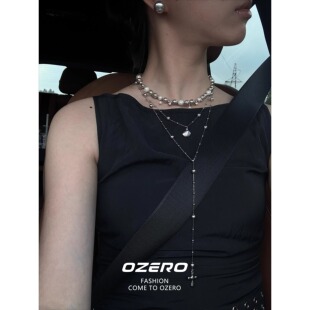 手作轻奢珍珠chocker小众高级感钛钢长款项链叠戴多层