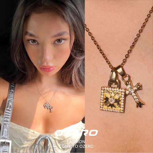 辣妹标配欧美闪钻十字架小众设计感项链百搭ins锁骨链