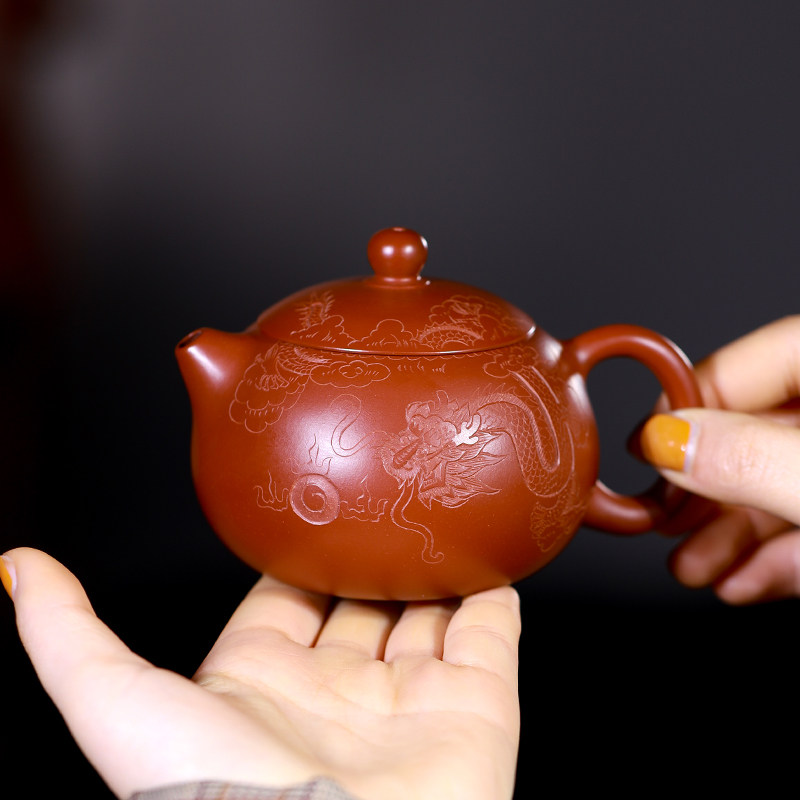 泡茶紫砂壶原矿纯手工雕刻茶壶正宗厂家直销大红袍手把倒把西施壶