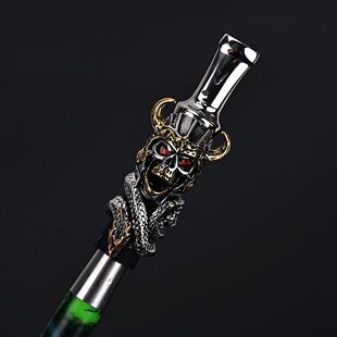 扁头钛合金水烟嘴双面朋克风骷髅头蟒装饰水烟壶配件 Hookah Tips