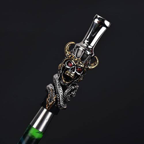 扁头钛合金水烟嘴双面朋克风骷髅头蟒装饰水烟壶配件 Hookah Tips