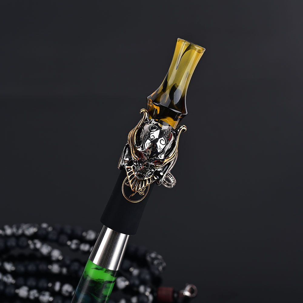 水烟壶烟嘴高档配件树脂吸嘴朋克风骷髅装饰配双链烟嘴阿尔法赫