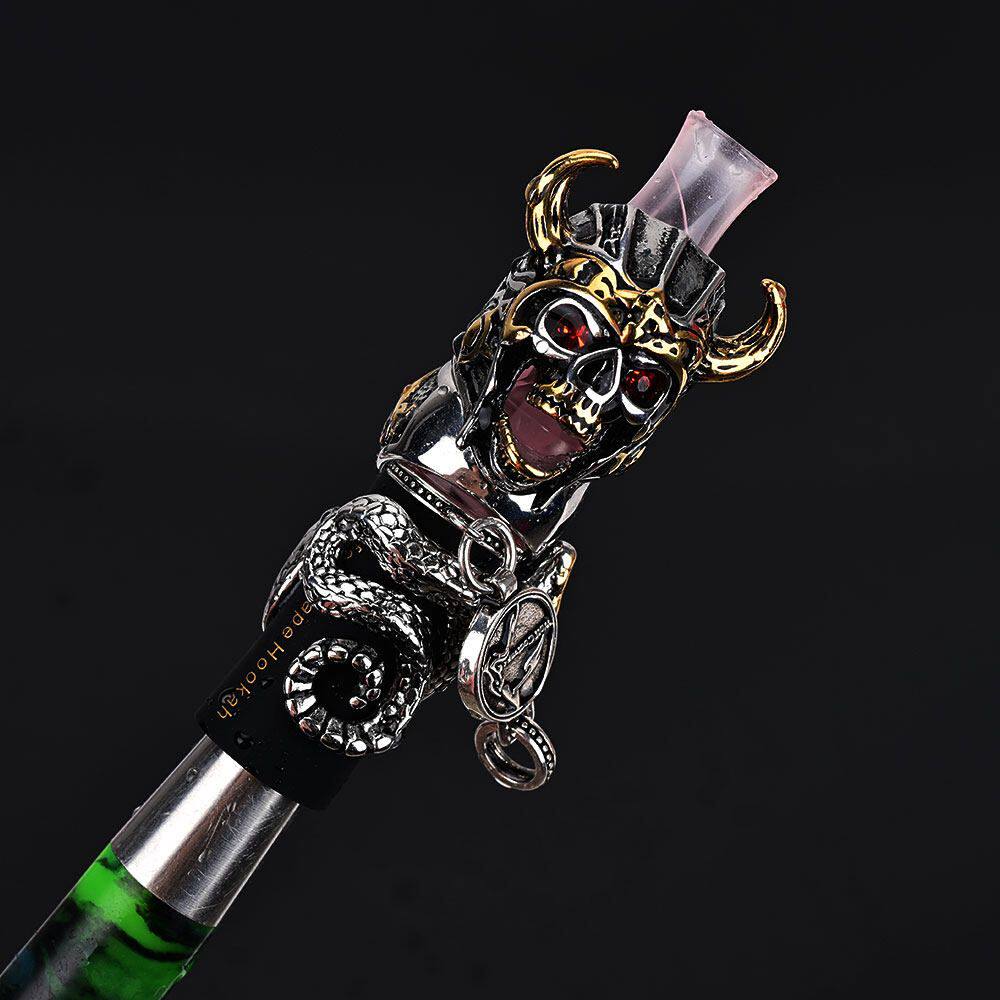 内置式 Hookah Tip 树脂水烟嘴 朋克风三面装饰配双链 水烟壶配件