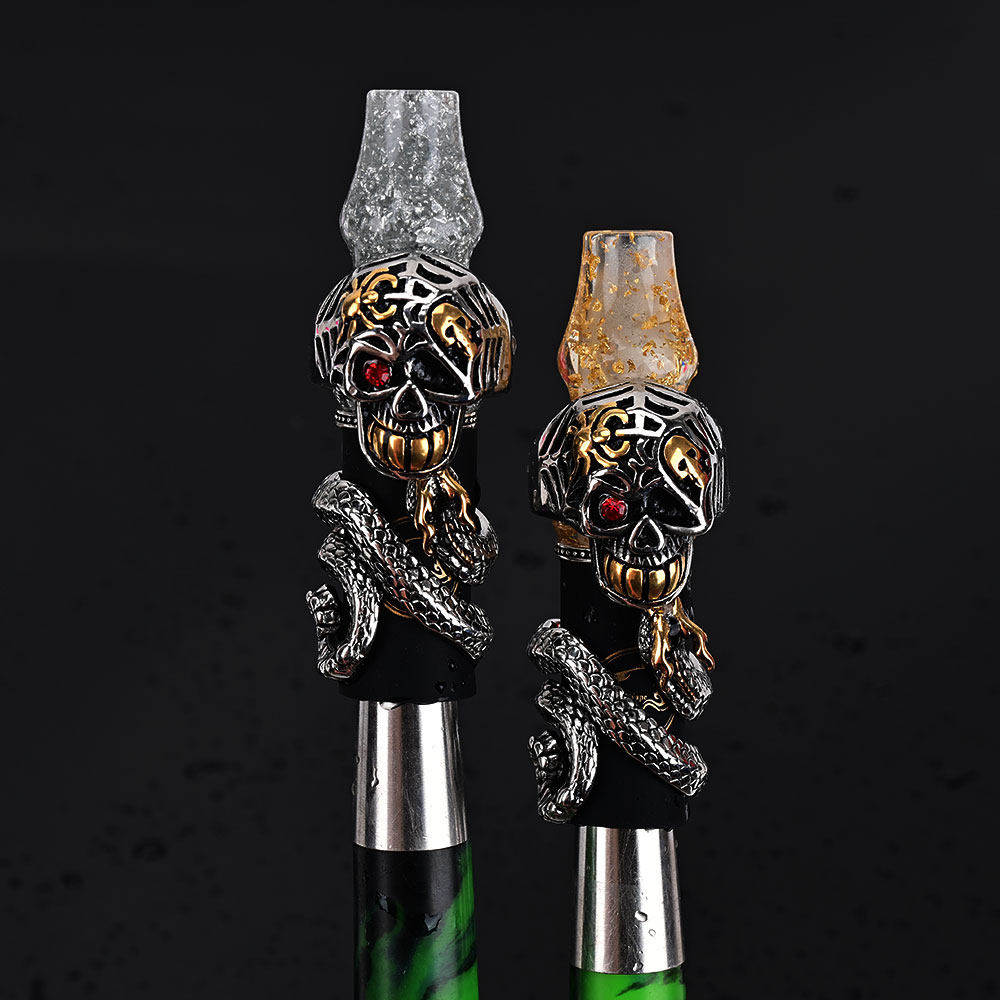 金箔树脂水烟嘴 316ss骷髅金蟒装饰 Hookah Tip 内置式水烟壶配件