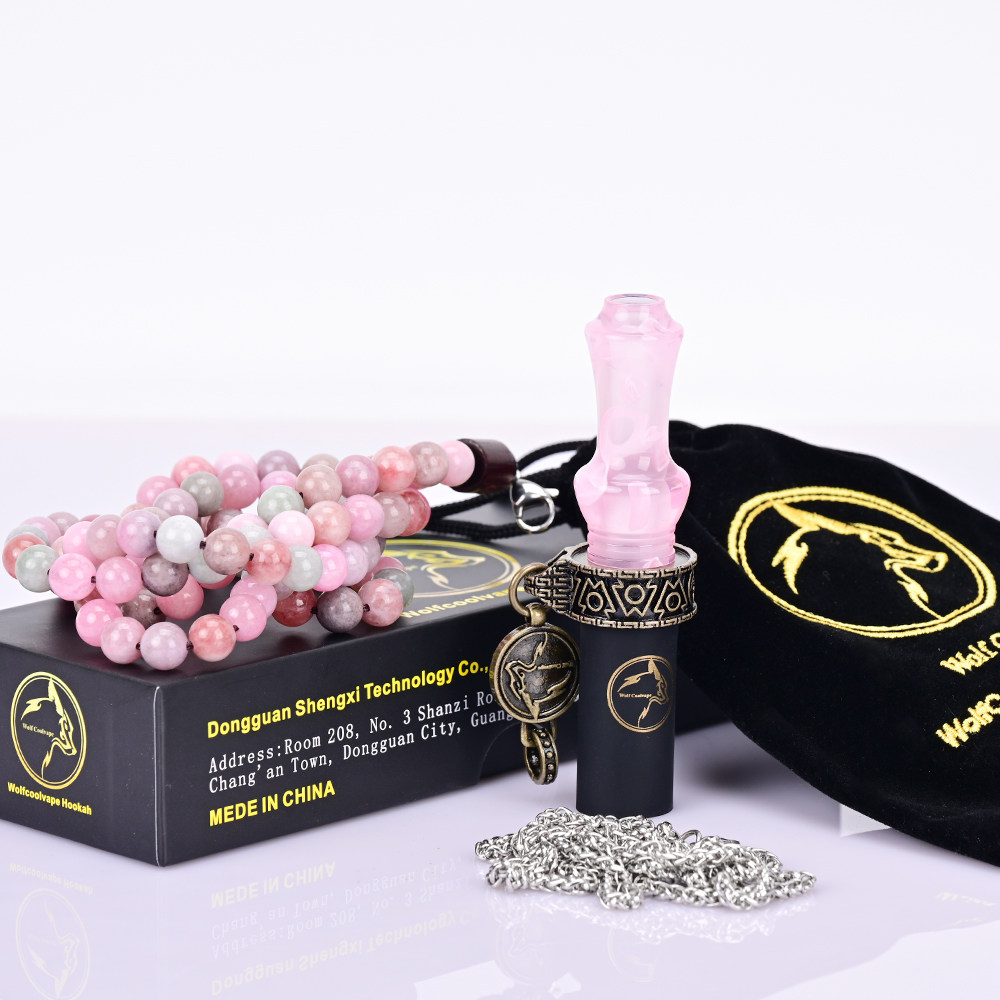 WOLF COOLVAPE 阿拉伯树脂水烟嘴 黑色胶管搭配小树环扣+挂链套装