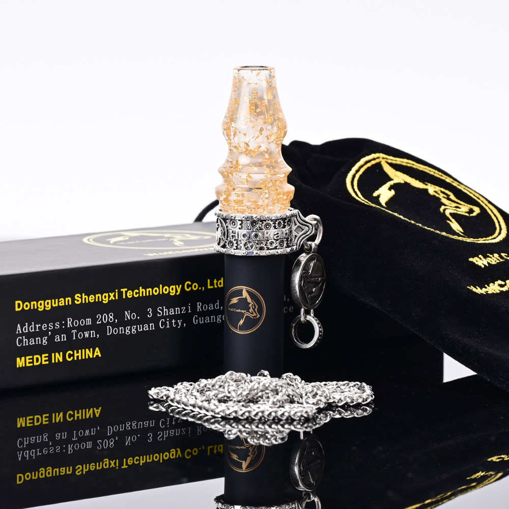 WOLFCOOLVAPE阿尔法赫烟嘴树脂水烟烟嘴古铜银配金属链吸嘴配件