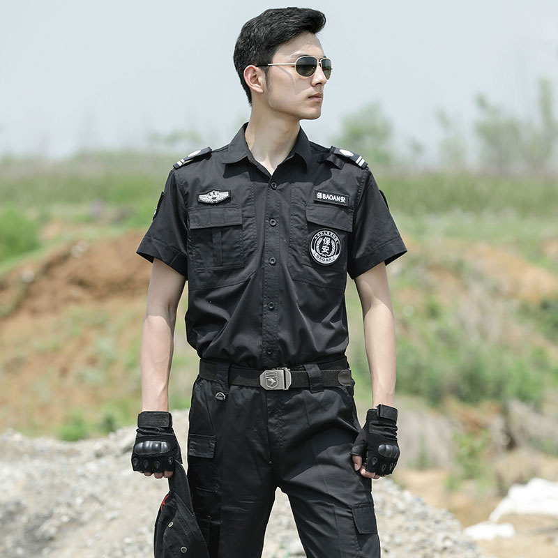 盾郎保安工作服套装作战训练服男保安制服夏短袖特种兵黑色保安裤