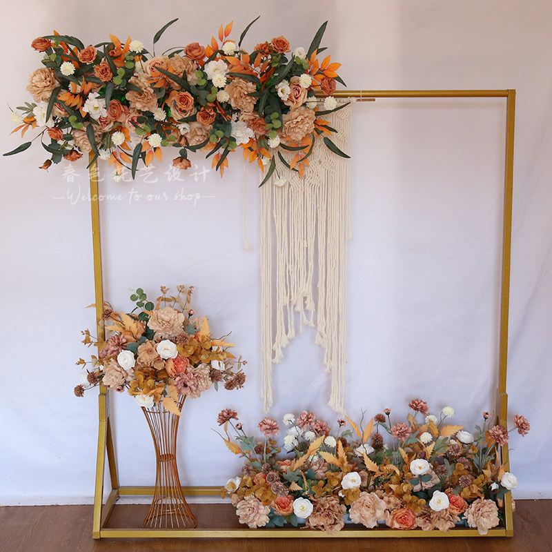 欧式婚礼布置仿真花路引花排婚庆舞台迎宾区背景t台装饰组合花艺