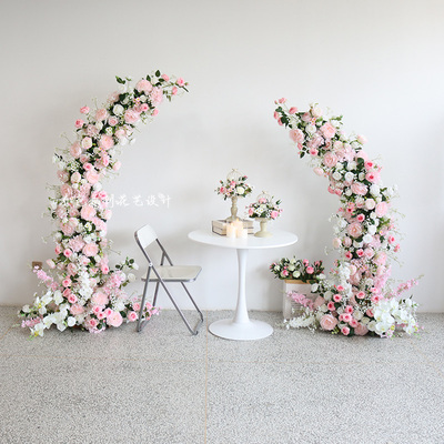 拍照店铺打卡牛角花艺拱门装饰花