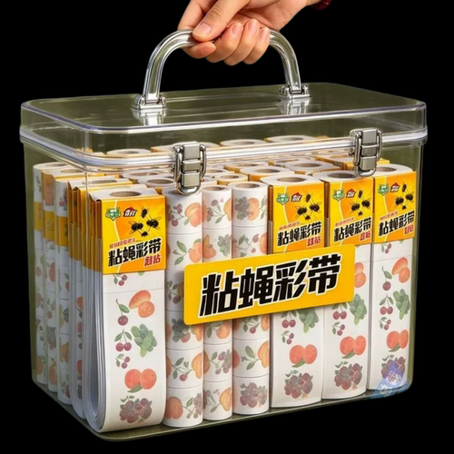粘蝇彩带30条装双面强粘果蔬图案驱虫贴大容量家用粘捕彩带粘虫带