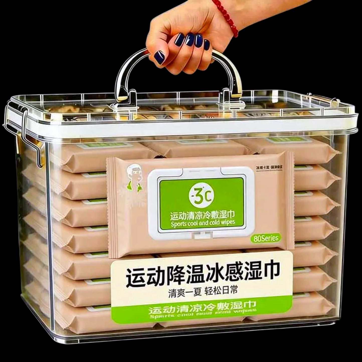 加大运动降温湿巾脸部去汗可复用凉感冰巾户外学生军训冰凉湿纸巾