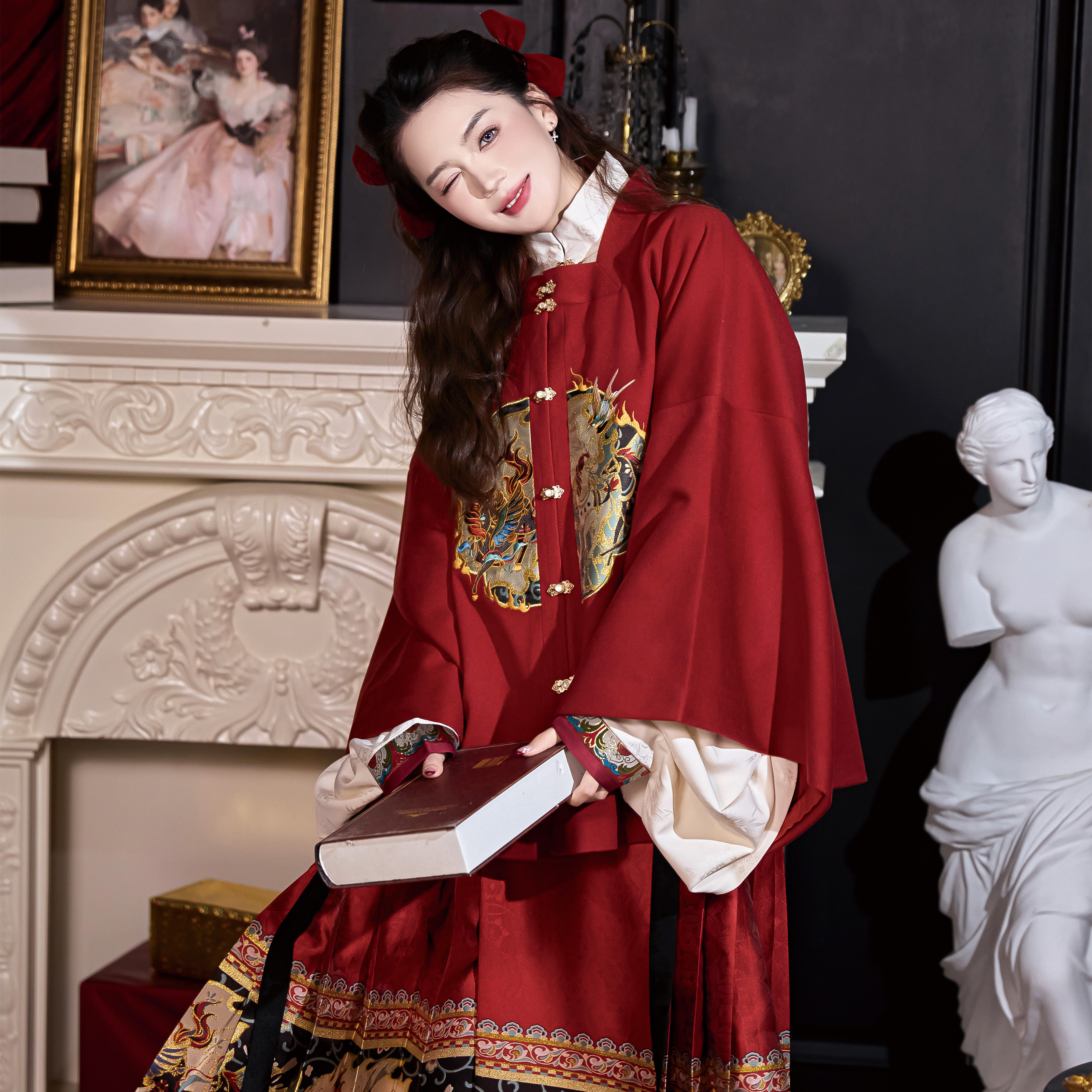 花朝记｜走马灯｜明制汉服方领袄补服马面裙马年生肖拜年服红色,女装/女士精品,汉服半身裙,淘宝优惠券,粉丝福利购,淘宝优惠卷