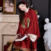花朝记｜走马灯｜明制汉服方领袄补服马面裙马年生肖拜年服红色