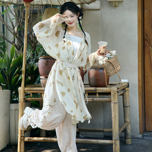 唐圆领衫灯笼裤宽松舒适日常汉服