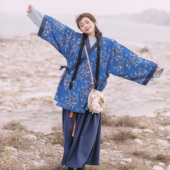 西汉百褶灯笼裤 花朝记｜云野｜汉服元 素短直裾襌衣曲领衫 秋冬日常