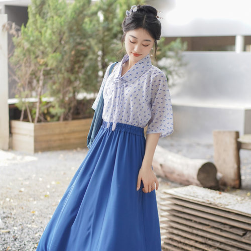 花朝记｜书意｜明制汉服明翻领衫混搭改良中长交窬裙汉元素春夏女