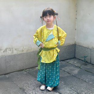 花朝记｜气泡柠檬童装｜唐制汉服圆领衫灯笼裤人棉可爱风女宝男宝