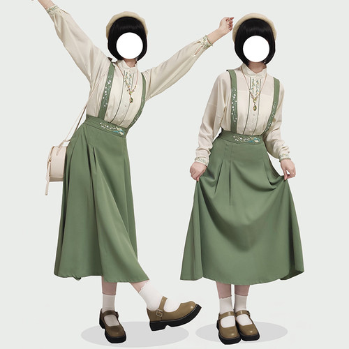 衬衫背带裙国风日常汉服