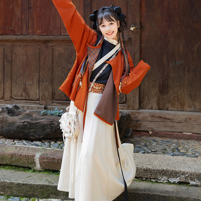 唐风圆领袄交窬裙通勤传统日常