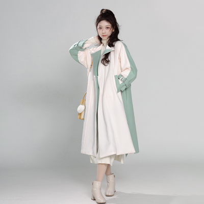 唐圆领袍毛呢大衣特价99元