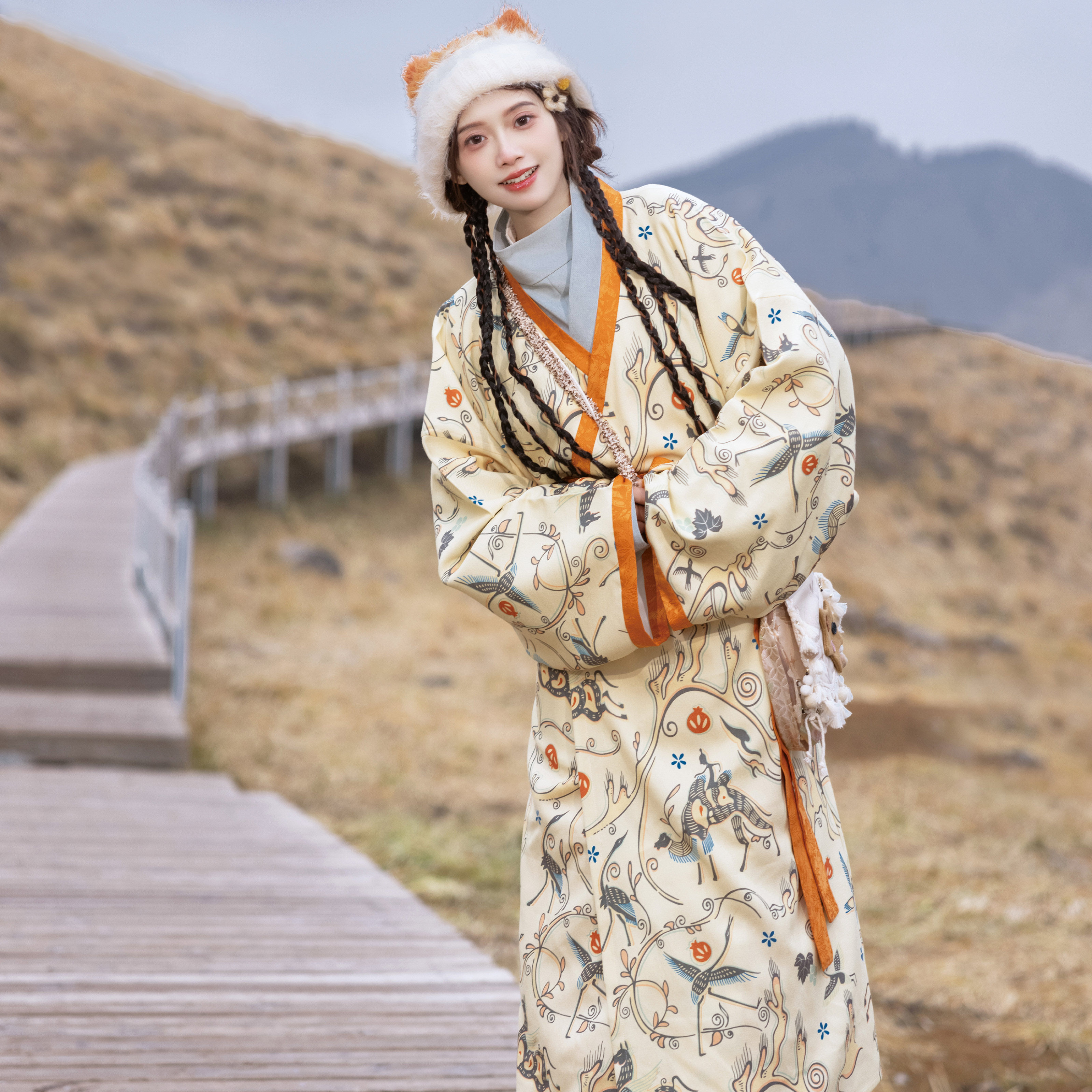 花朝记｜长梦｜汉服西汉直裾襌衣交窬裙印花显瘦显白大衣秋冬日常,女装/女士精品,汉服半身裙,淘宝优惠券,粉丝福利购,淘宝优惠卷