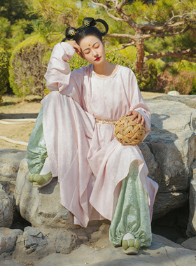 花朝记｜花花优选｜云溪｜宽松男女复原原创定织暗纹汉服唐圆领袍