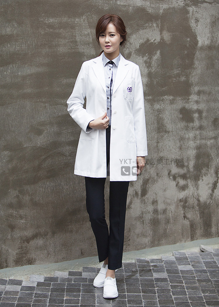 HIGH-END CUSTOM KOREAN PLASTIC SURGEON GOWN WHITE LAB COAT LONG SLEEVE BEAUTY SALON BEAUTICIAN COAT COSMETIC DENTIST UNIFORM