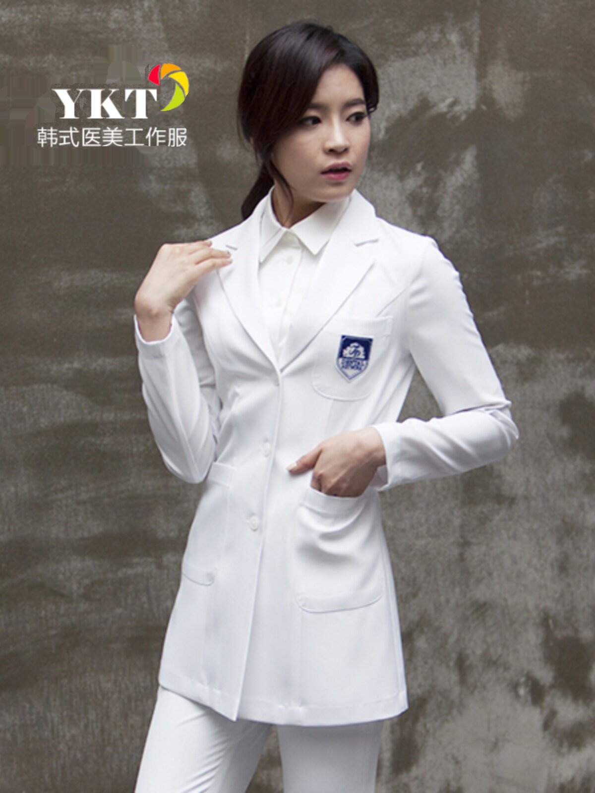 KOREAN PLASTIC SURGEON UNIFORM WHITE COAT LONG SLEEVE KOREAN BEAUTY SALON BEAUTICIAN COAT BEAUTY DENTIST UNIFORM SLIM FIT