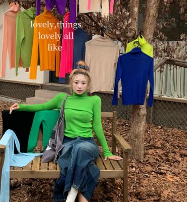 可内搭外穿薄款修身高领套头毛衣