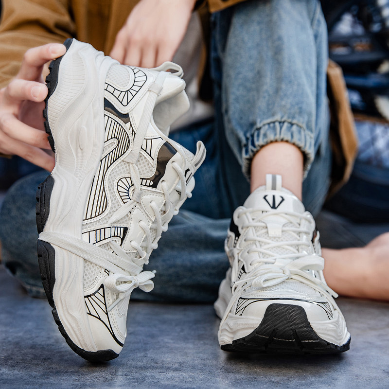 2026新款今年流行爆款夏季网面透气高级感百搭增高厚底老爹鞋男女