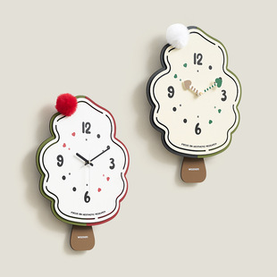 wozoom屋准奶油风客厅创意挂钟2026新款钟表家用创意时钟挂墙