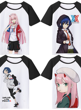 国家队DARLING in the FRANKXX周边衣服 短袖T恤动漫卡通圆领夏季