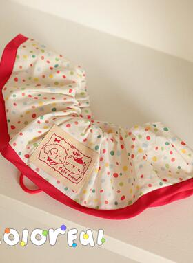 宠物彩色波点撞色口水巾布偶约克夏防脏脖套猫咪狗狗弹力可爱围脖