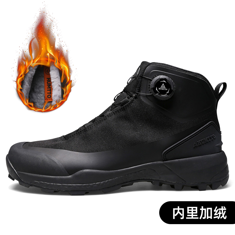 悍途男鞋高帮登山鞋加绒保暖防水防滑户外徒步鞋耐磨正品220838C
