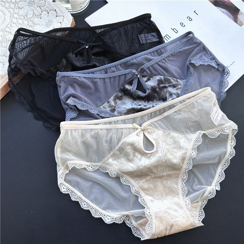 【80-130斤】2329X#重新出发吗~民国风旗袍扣网纱灯芯绒低腰女内,女士内衣/男士内衣/家居服,男三角内裤,淘宝优惠券,粉丝福利购,淘宝优惠卷